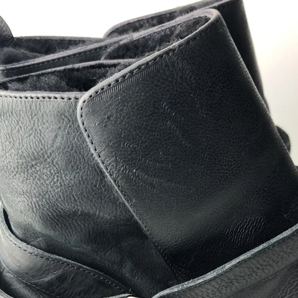 Vince Claudia Black Leather Moto Ankle Boots